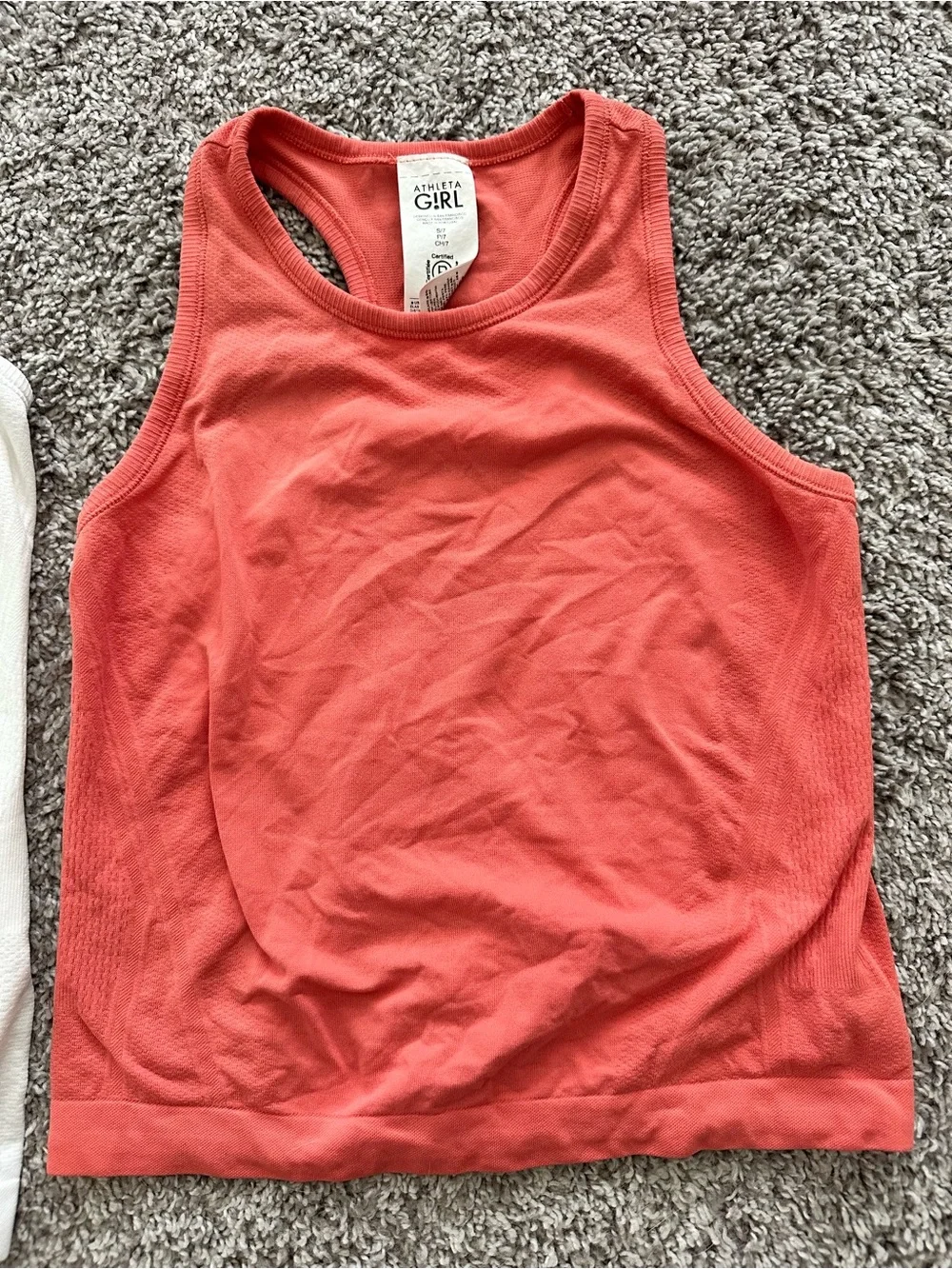 Athleta Girl Racerback Tank Bundle, Girls Size 7 — White & Coral